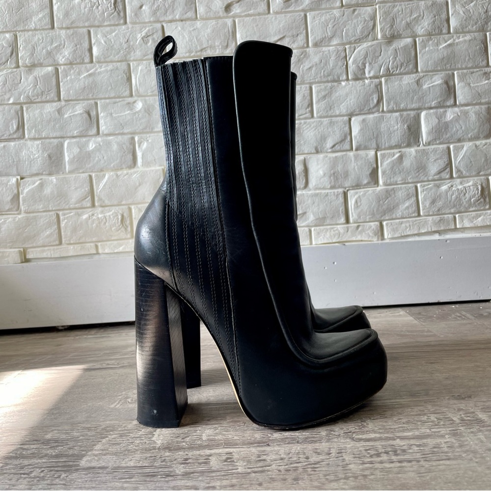 Alexander Wang Addison Platform Black Italian Leather Ankle Boots Size 37 - Picture 3 of 16